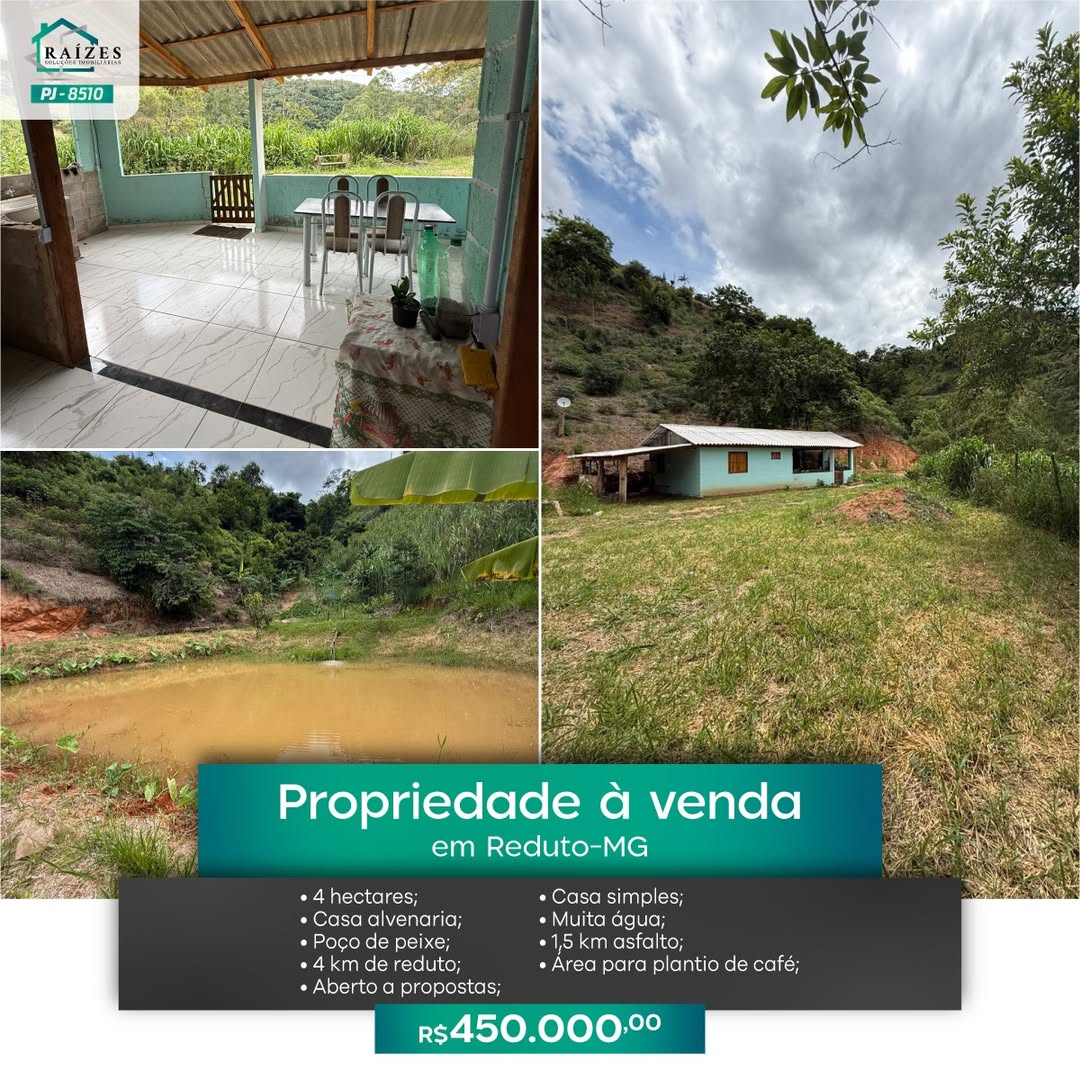 PROPRIEDADE À VENDA EM REDUTO-MG
• 4 hectares;
• Casa simples;
• Casa alvenaria;
• Muita água;
• Poço de peixe;
• 1,5 km asfalto;
• 4 km de reduto;
• Área para plantio de café;
• Aberto a propostas;
VALOR: R$ 450.000,00 (quatrocentos e cinquenta mil)
.
RAÍZES SOLUÇÕES IMOBILIÁRIAS – PJ 8510
.
#imoveis #imobiliaria #corretor #corretordeimoveis #terreno propriedade altopadrao casa apartamento investimento fazenda chacara lote